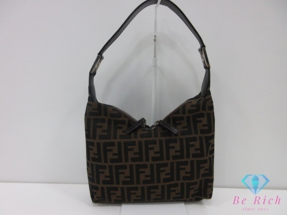 Fendi Hobo Bag Handbag Zucca Brown Canvas Leather Hobo